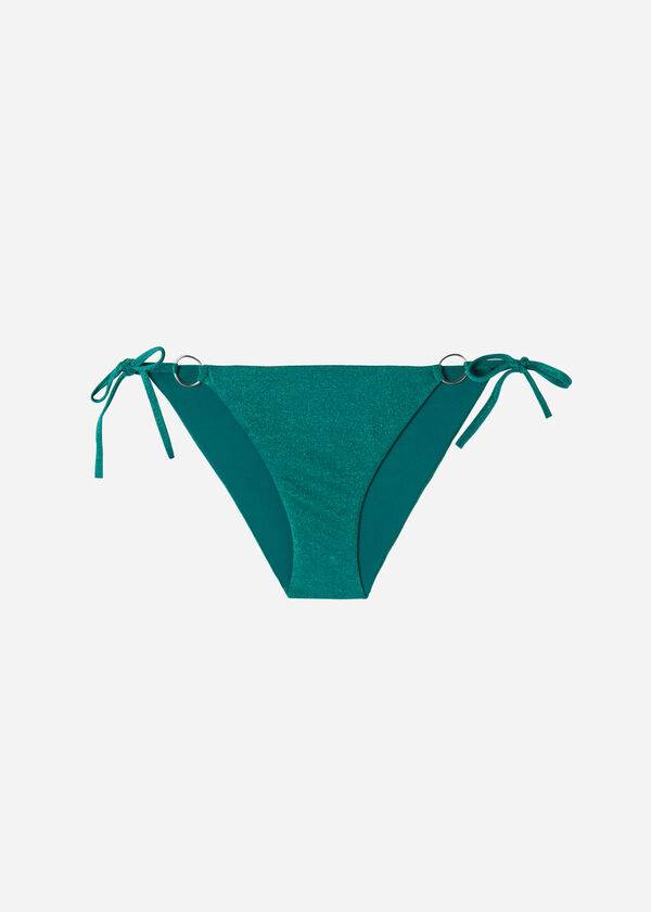 Women's Calzedonia Lamé String Hollywood Bikini Bottoms Green | IE1491SO