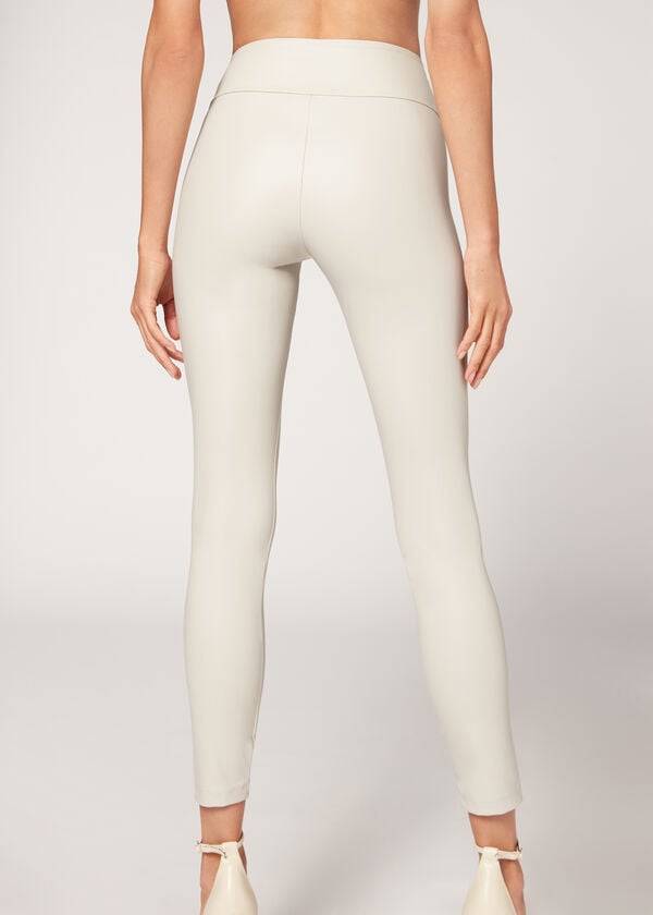 Women's Calzedonia Leather Effect Leggings White | IE2665KI