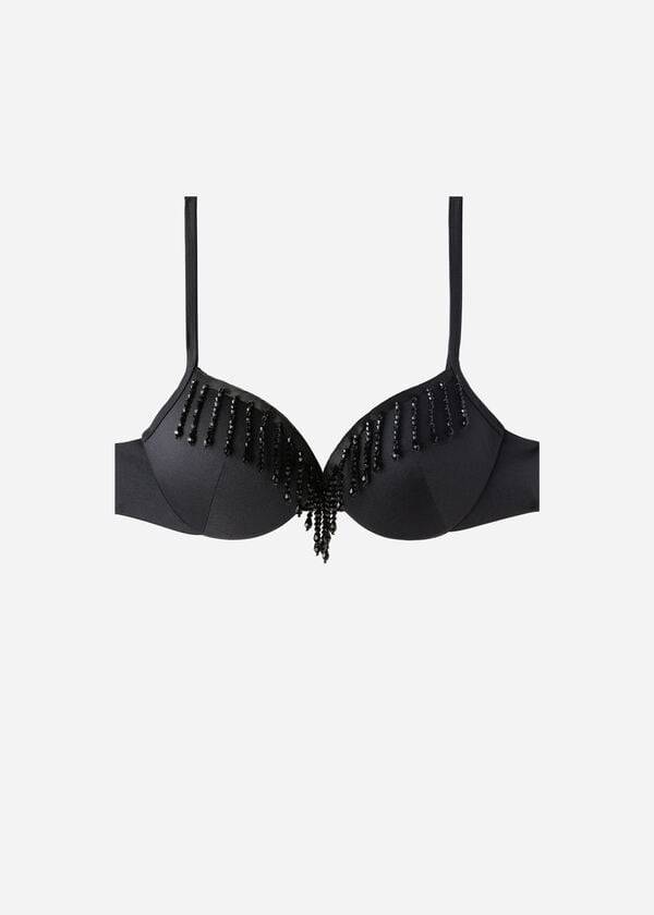 Women's Calzedonia Lightly Padded Push-up Taipei Bikini Tops Black | IE1777SO