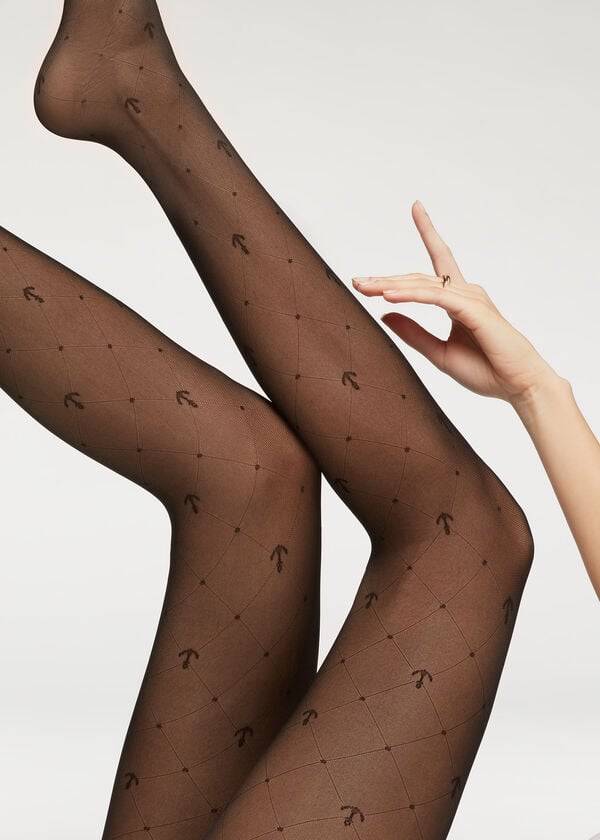 Women's Calzedonia Marine Sheer 50 Denier Patterned Tights Black | IE1115MA