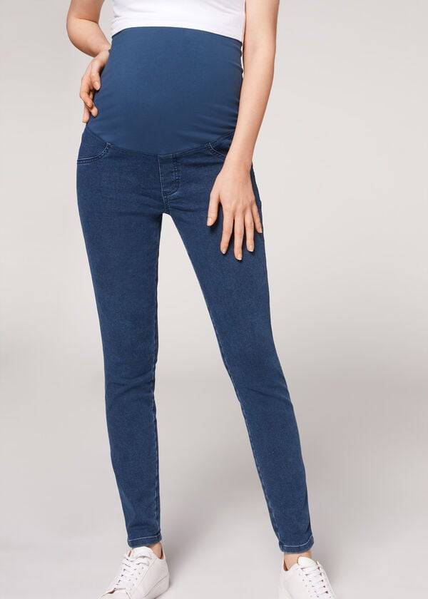 Women's Calzedonia Maternity Jean Sport Maternity Leggings Blue | IE2749TV