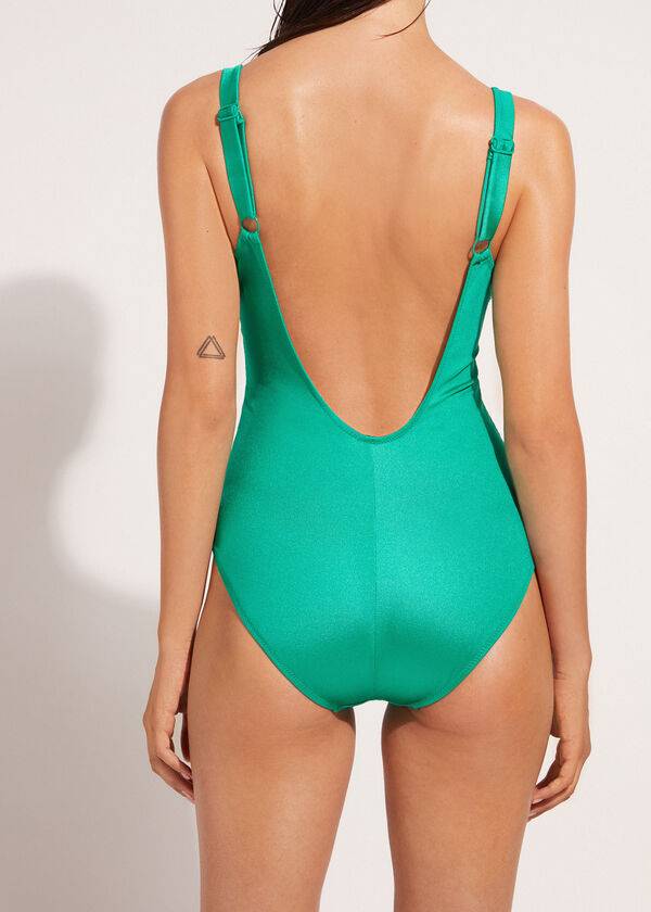 Women's Calzedonia One Piece Cannes Swimsuits Green | IE2155MA