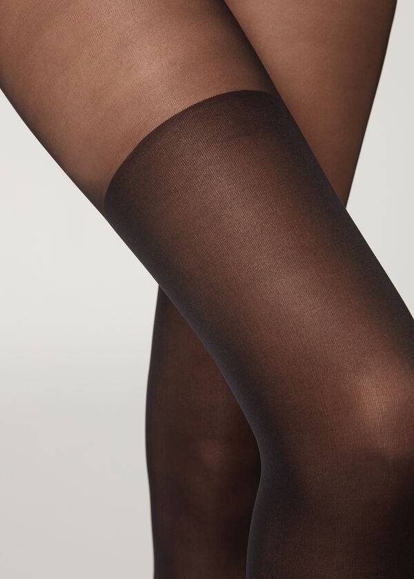 Women's Calzedonia Over-The-Knee Sheer Tights Black | IE1225YU