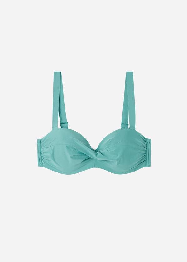 Women's Calzedonia Padded Bandeau Indonesia Bikini Tops Turquoise | IE1787CE