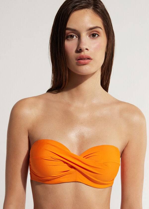 Women's Calzedonia Padded Bandeau Indonesia Bikini Tops Orange | IE1788VD