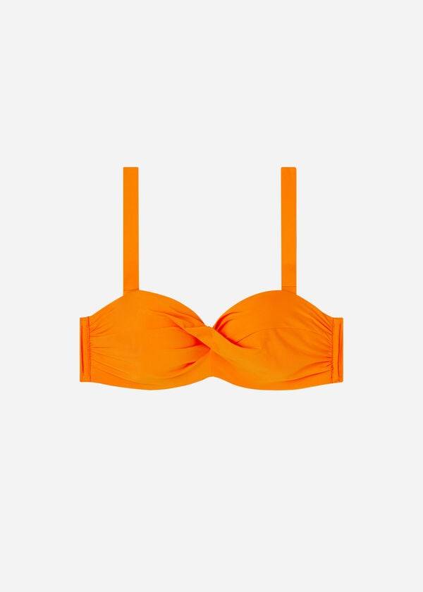 Women's Calzedonia Padded Bandeau Indonesia Bikini Tops Orange | IE1788VD