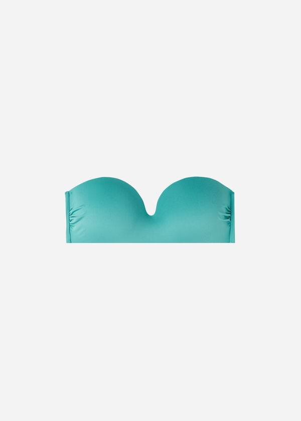 Women's Calzedonia Padded Bandeau Indonesia Eco Bikini Tops Turquoise | IE1793WY