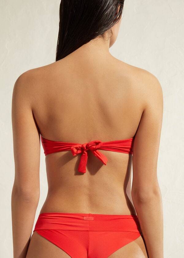 Women's Calzedonia Padded Bandeau Indonesia Eco Bikini Tops Red | IE1795RW