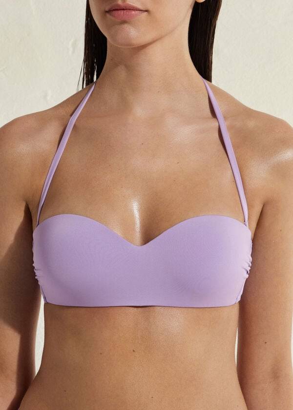 Women's Calzedonia Padded Bandeau Indonesia Eco Bikini Tops Purple | IE1796TV