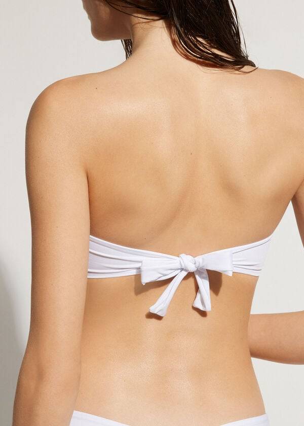 Women's Calzedonia Padded Bandeau Indonesia Eco cobey Bikini Tops White | IE1797YU