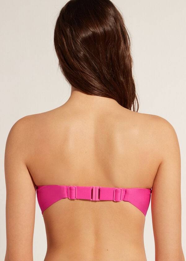 Women's Calzedonia Padded Bandeau Indonesia Eco cobey Bikini Tops Pink | IE1800OR