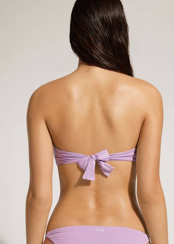 Women's Calzedonia Padded Bandeau Indonesia Eco Strapless Bikini Tops Purple | IE1808JJ