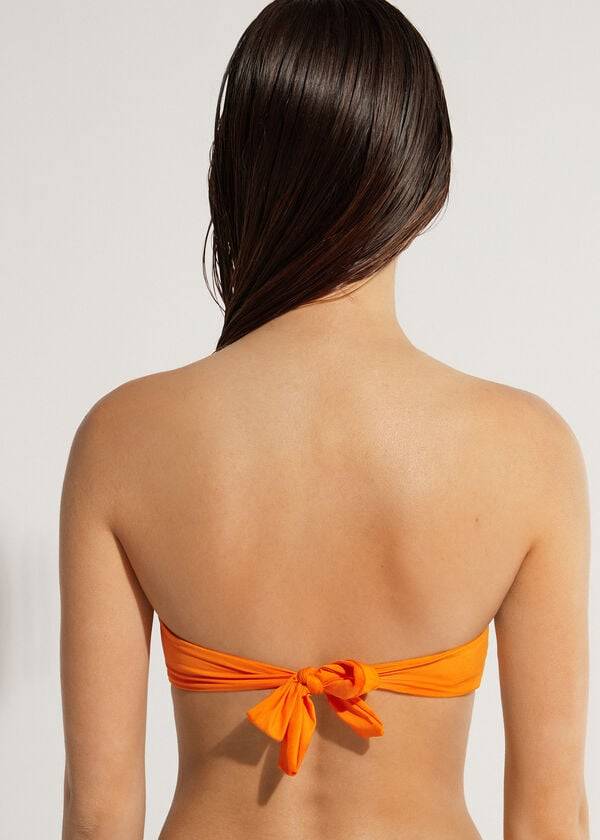 Women's Calzedonia Padded Bandeau Indonesia Eco Strapless Bikini Tops Orange | IE1809KI