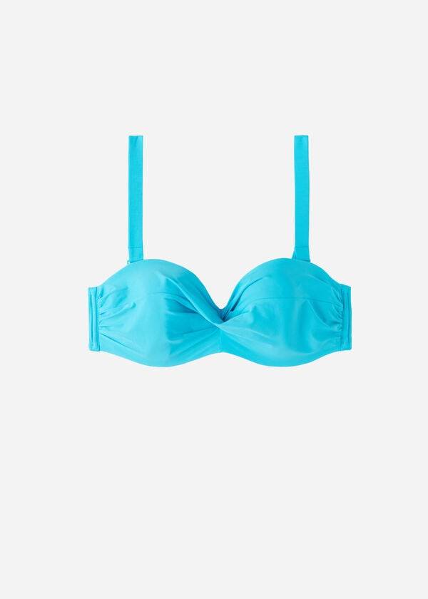 Women's Calzedonia Padded Bandeau Indonesia Strapless Bikini Tops Turquoise | IE1811ZG