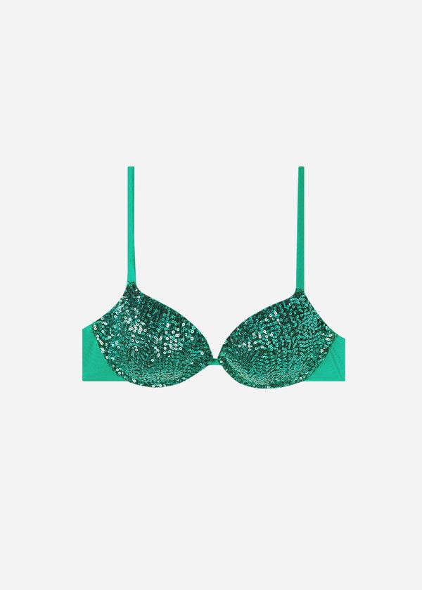 Women's Calzedonia Padded Push-Up Cannes Bikini Tops Green | IE1840VD