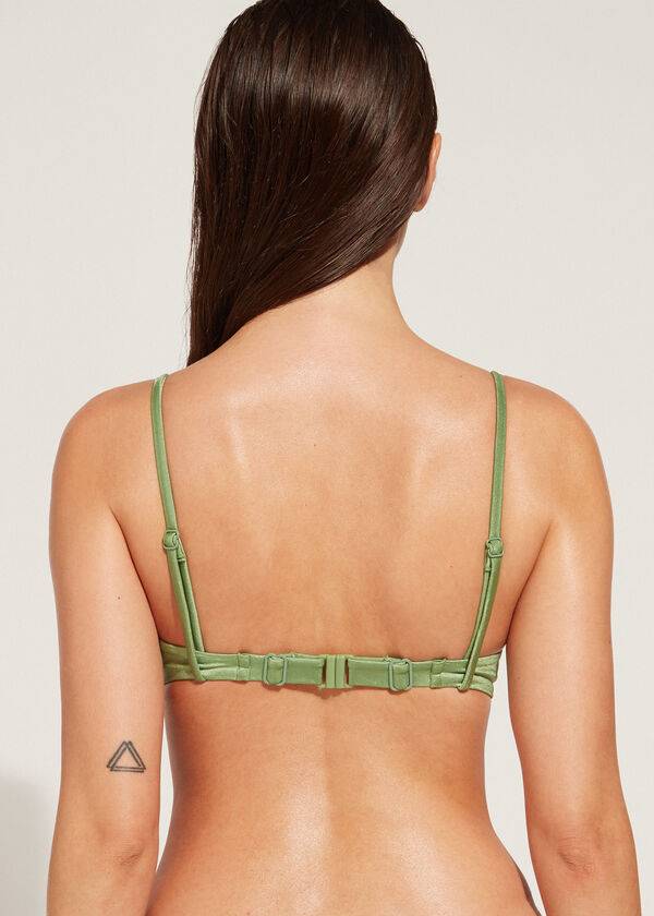 Women's Calzedonia Padded Push-Up Cannes rosa Bikini Tops Green | IE1842NB