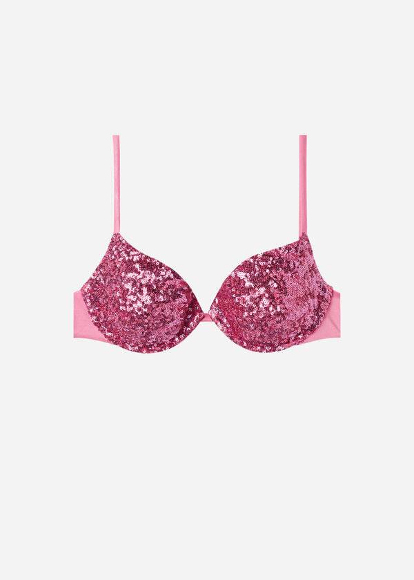 Women's Calzedonia Padded Push-Up Cannes rosa Bikini Tops Pink | IE1844QZ