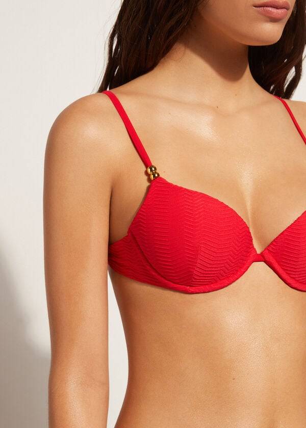 Women's Calzedonia Padded Push-Up Casablanca Bikini Tops Red | IE1847RW