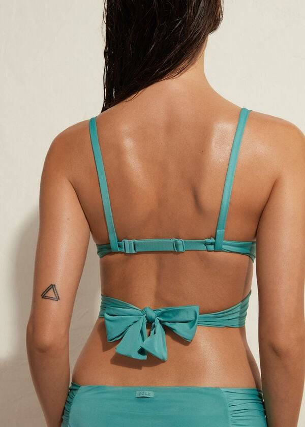 Women's Calzedonia Padded Push Up Indonesia Eco Bikini Tops Turquoise | IE1818QZ