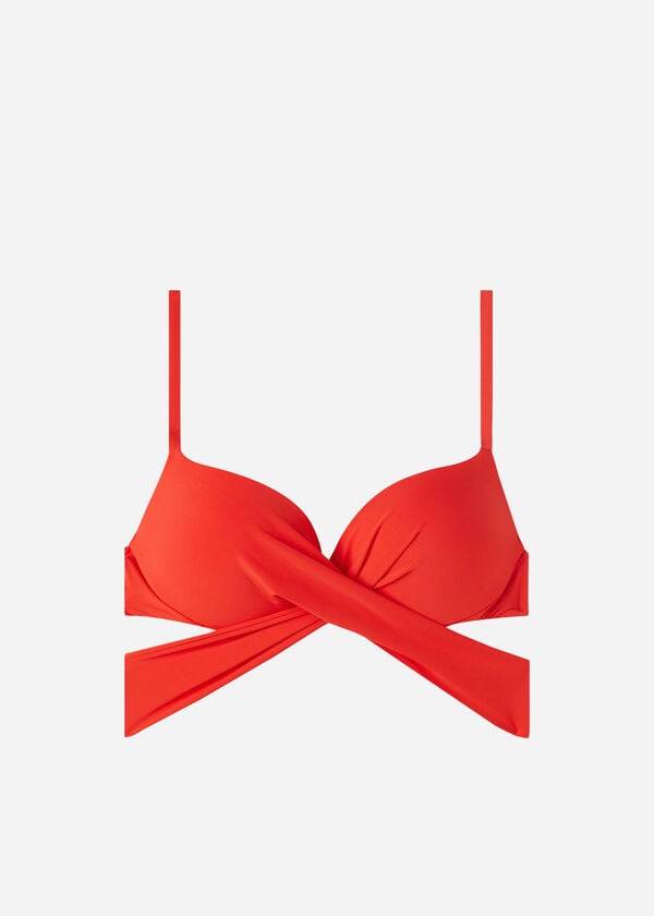 Women's Calzedonia Padded Push Up Indonesia Eco Bikini Tops Red | IE1819WY