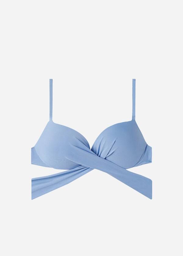 Women's Calzedonia Padded Push Up Indonesia Eco Sexy Bikini Tops Blue | IE1827PQ