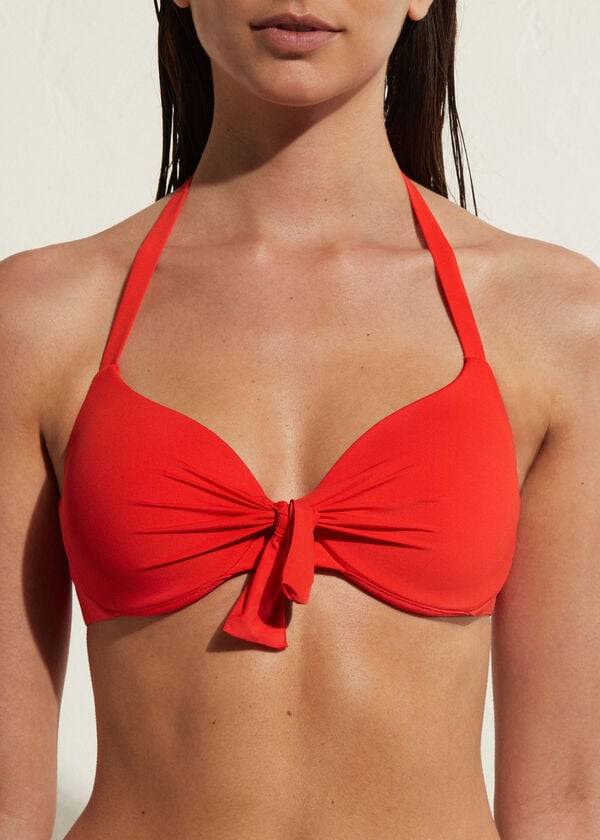 Women's Calzedonia Padded Push Up Indonesia Eco Sexy Bikini Tops Red | IE1831FM