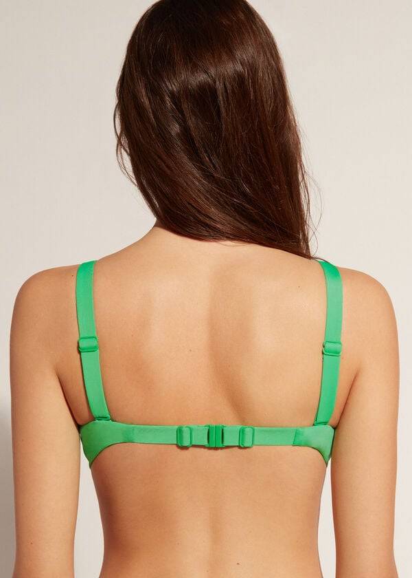 Women's Calzedonia Padded Push-Up Indonesia Bikini Tops Green | IE1853PQ