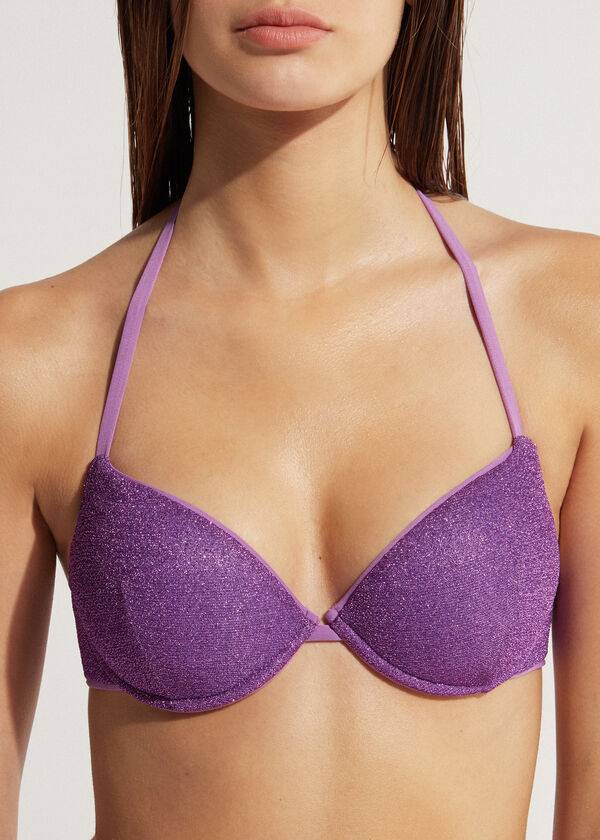 Women's Calzedonia Padded Push-Up Las Vegas Bikini Tops Purple | IE1858GL