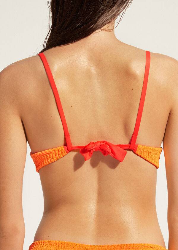 Women's Calzedonia Padded Push-Up Mykonos Bikini Tops Orange | IE1868NB