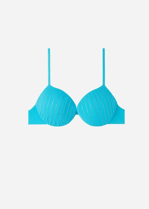 Women's Calzedonia Padded Push Up Shanghai Bikini Tops Turquoise | IE1834JJ