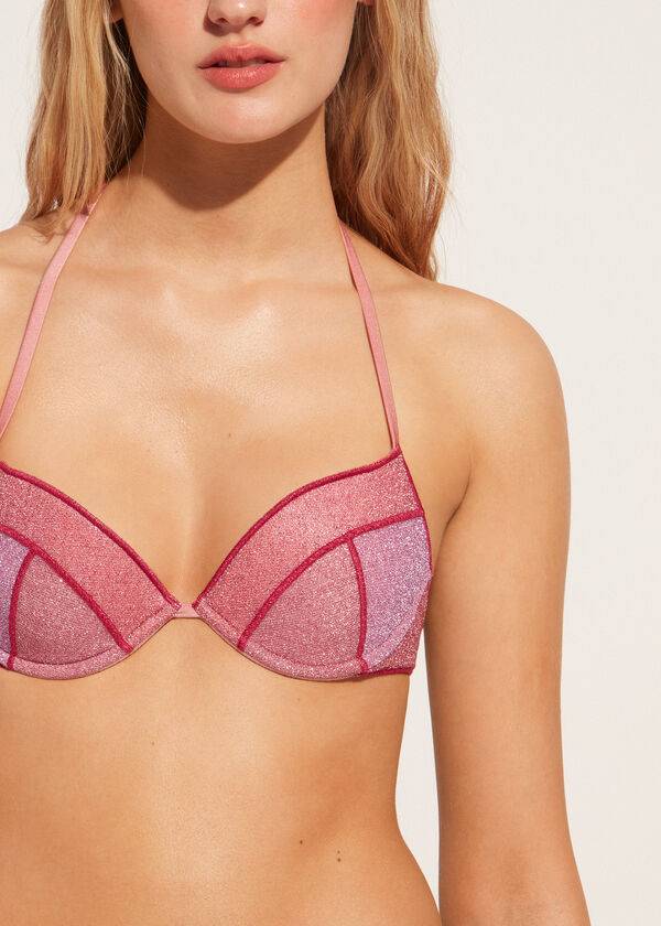 Women's Calzedonia Padded Push-up Lisbona Bikini Tops Pink | IE1860JJ