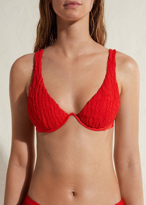 Women\'s Calzedonia Padded Push-up Marrakech Bikini Tops Red | IE1863ZG