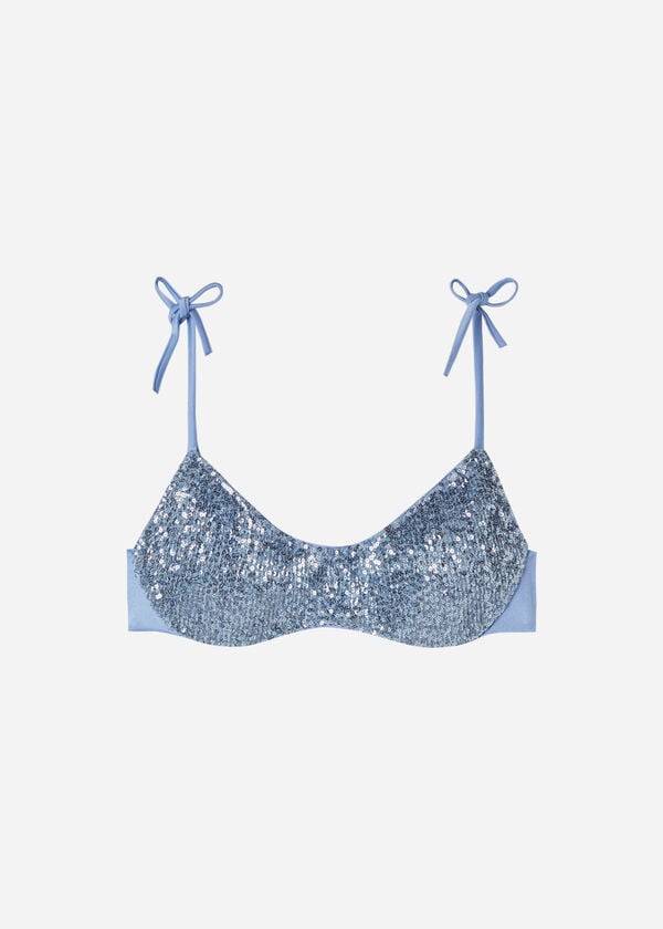 Women's Calzedonia Padded Tank-Style Cannes Bikini Tops Blue | IE1885HK