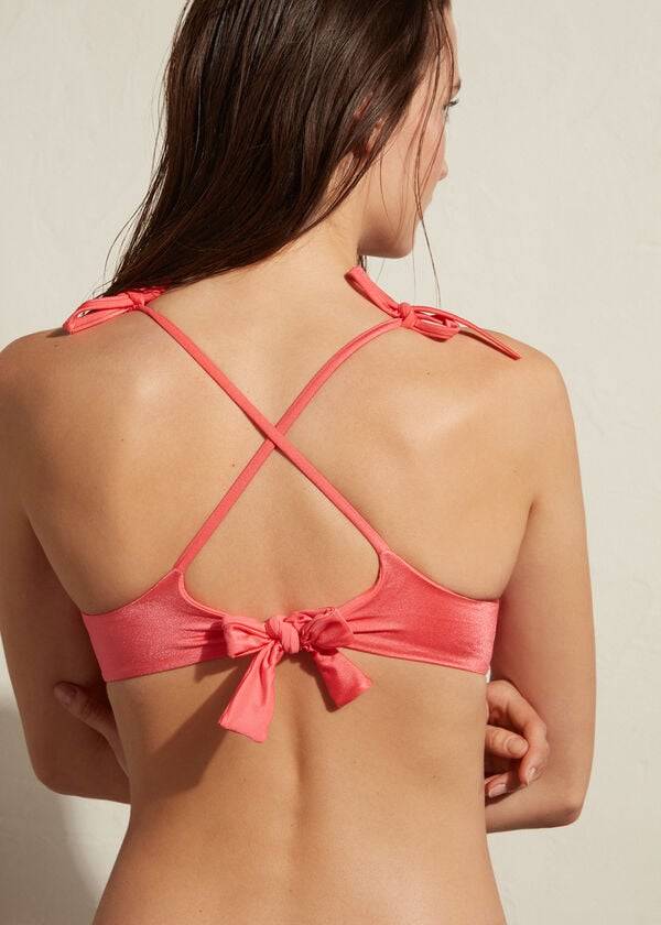 Women's Calzedonia Padded Tank-Style Cannes Bikini Tops Pink | IE1886JJ