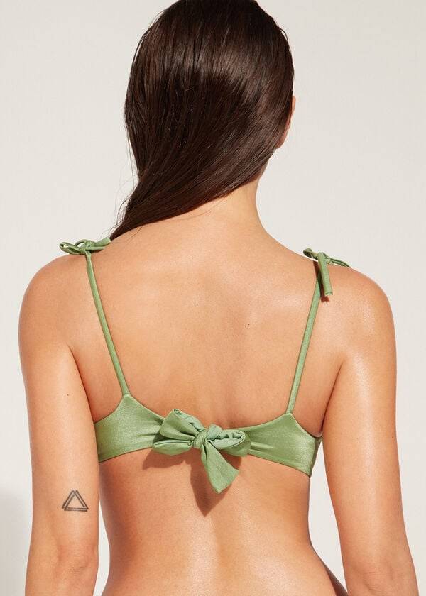 Women's Calzedonia Padded Tank-Style Cannes rosa Bikini Tops Green | IE1887KI