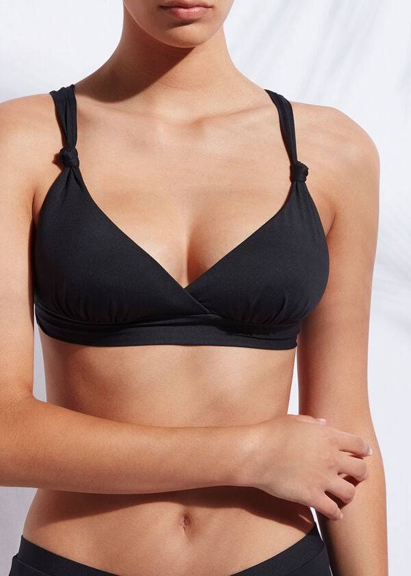 Women's Calzedonia Padded Triangle Indonesia Bikini Tops Black | IE1901YU