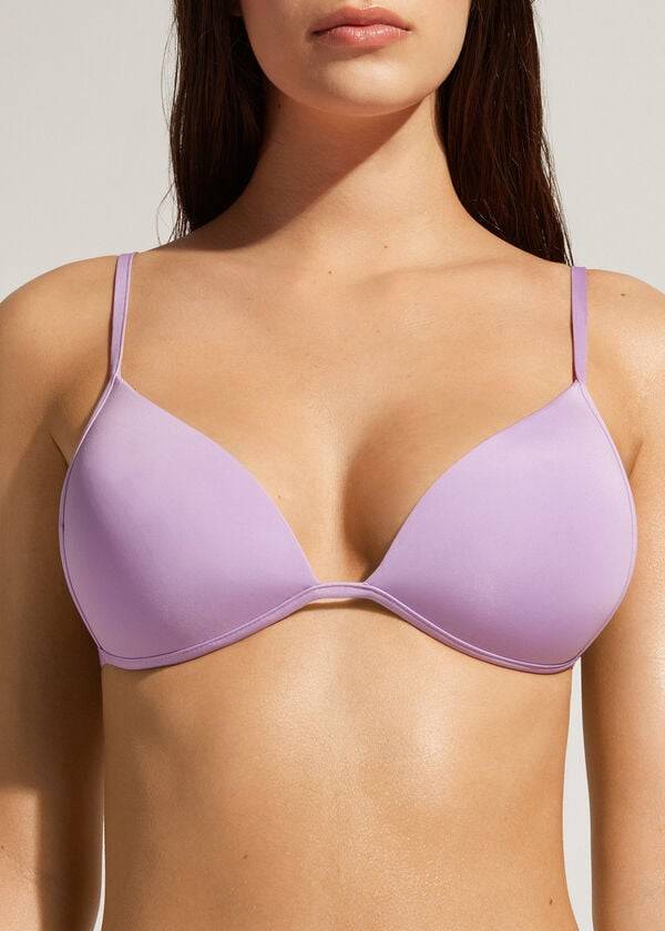 Women's Calzedonia Padded Triangle Indonesia Eco rise Bikini Tops Purple | IE1918VD