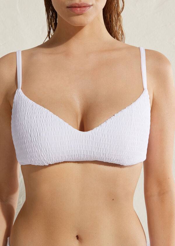 Women's Calzedonia Padded Triangle Lanzarote Bikini Tops White | IE1931PQ