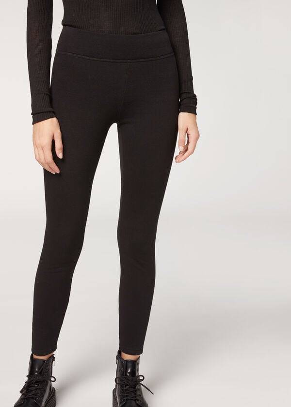 Women\'s Calzedonia Plush Ultra Thermal Leggings Black | IE2672AP