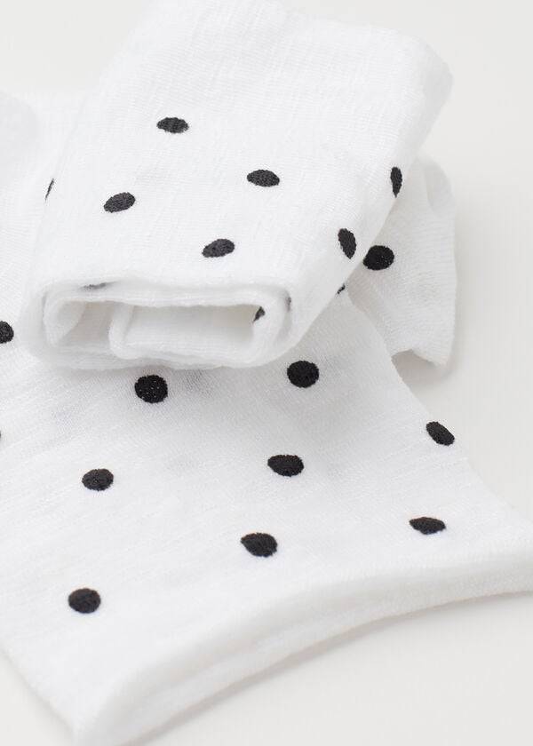 Women's Calzedonia Polka Dot Motif with Linen Short Socks White | IE2468FM