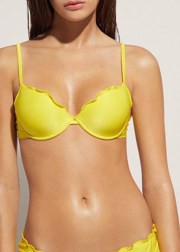 Women\'s Calzedonia Push Up Formentera Bikini Tops Yellow | IE1942XF