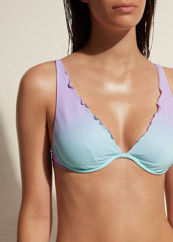 Women's Calzedonia Push Up Madrid Bikini Tops Purple | IE1951RW