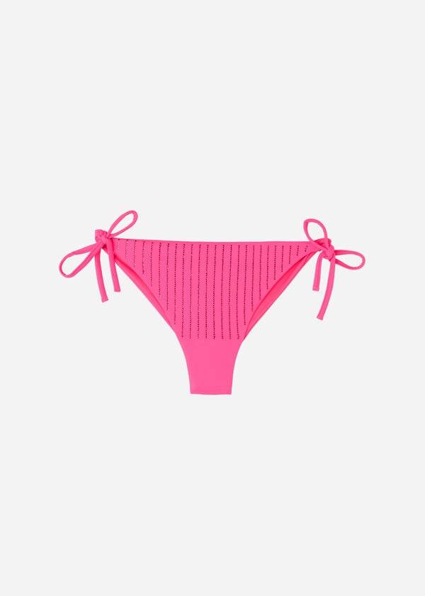 Women's Calzedonia Rhinestone Brazilian String Shanghai Bikini Bottoms Pink | IE1517SO