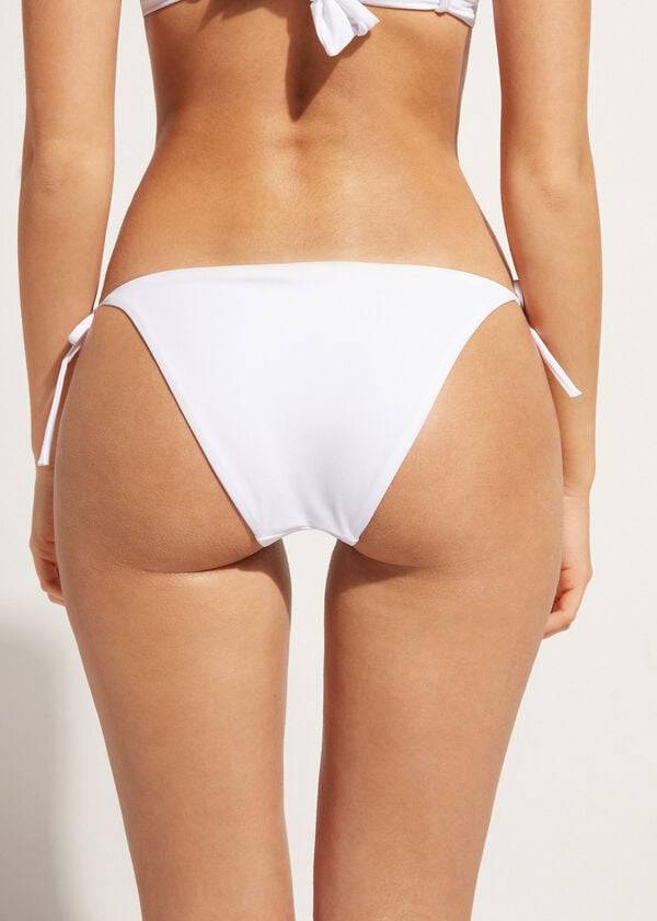 Women's Calzedonia Rhinestone String Shanghai Bikini Bottoms White | IE1527CE