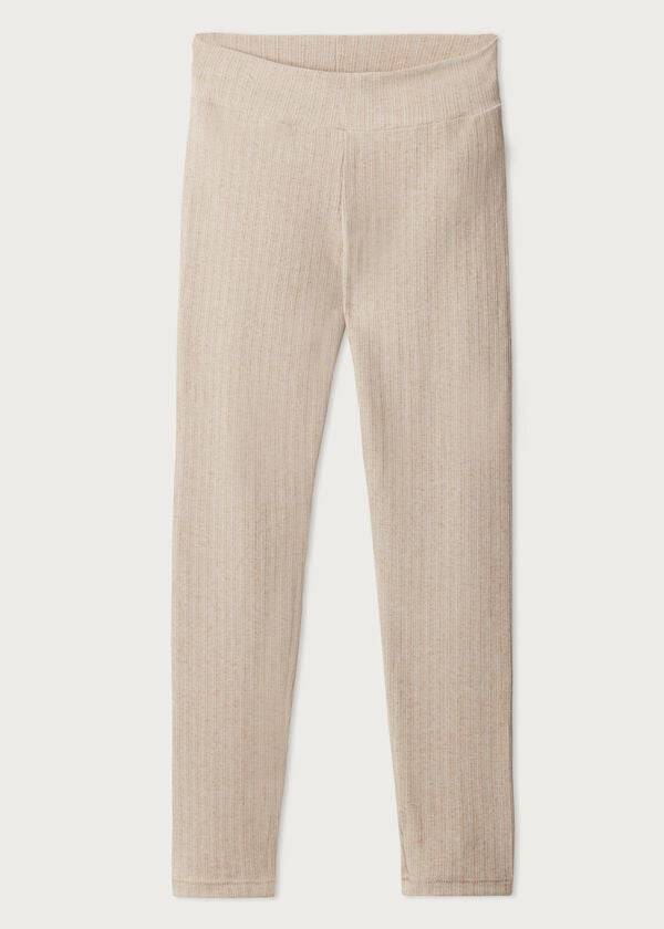 Women's Calzedonia Ribbed with Cashmere Leggings Beige | IE2674OR