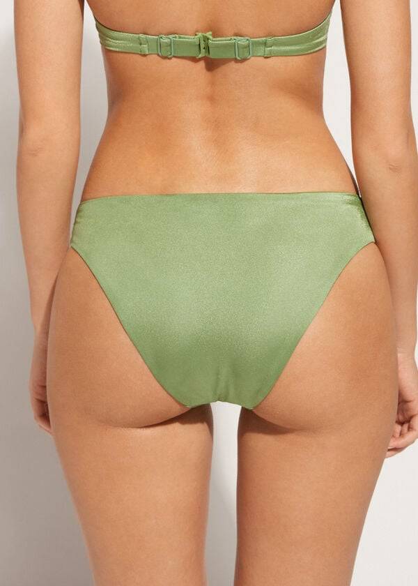 Women's Calzedonia Sequined Cannes rosa Bikini Bottoms Green | IE1538UT