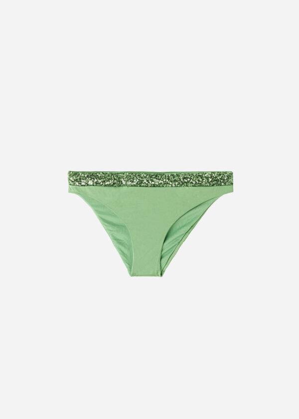 Women's Calzedonia Sequined Cannes rosa Bikini Bottoms Green | IE1538UT