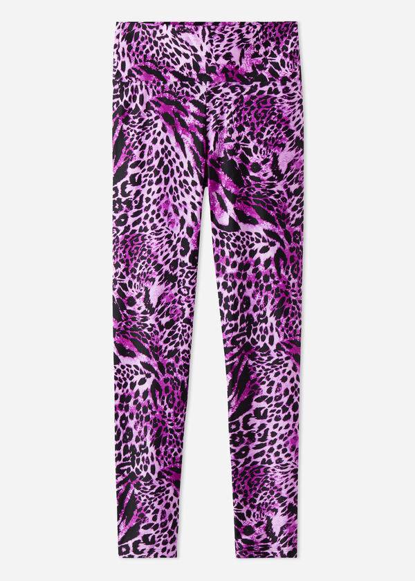 Women's Calzedonia Shiny Animal-Print Athletic Leggings Pink | IE2682QZ