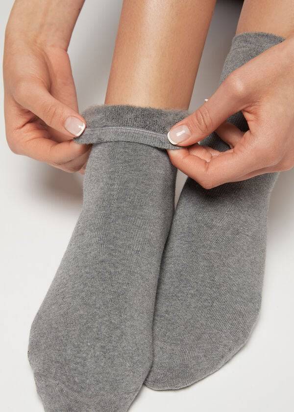 Women\'s Calzedonia Short Cotton Thermal Short Socks Grey | IE2493GL