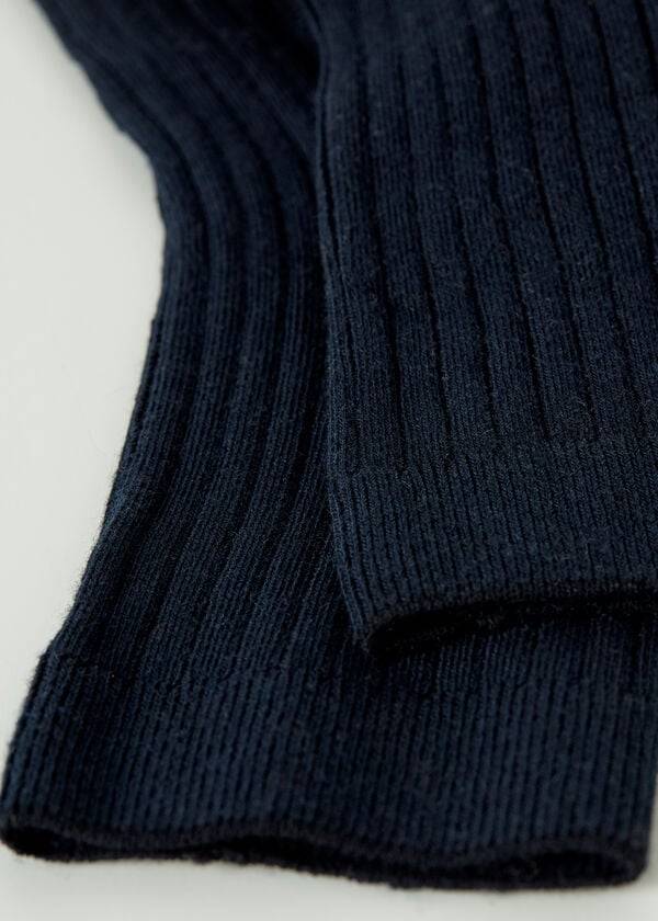 Women's Calzedonia Short Ribbed with Cotton and Cashmere Short Socks Blue | IE2512CE